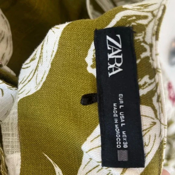Zara Olive Green Floral Tie Halter Dress size Large - Picture 8 of 8